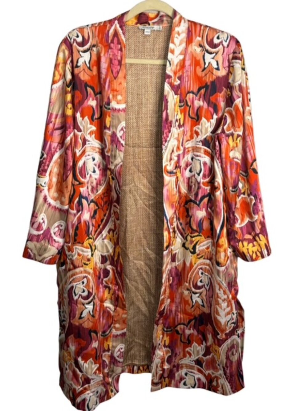Chico's Cardigan Women's Large Open‎ Front Kimono Abstract Artsy Floral Chicos 2